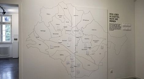 Ende der Ausstellung mit interaktiver Stadtteilwand, Foto: Daniela Wolf Ende der Ausstellung mit interaktiver Stadtteilwand, Foto: Daniela Wolf